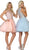 May Queen - MQ1681 Embellished Illusion Bateau Tiered A-line Dress In Pink and Blue