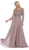 May Queen - MQ1615 Embroidered Long Sleeve Bateau A-line Dress In Purple