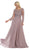 May Queen - MQ1615B Applique Long Sleeve A-line Dress In Purple