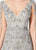 Ivonne D for Mon Cheri - 219D73W Embroidered Lace Plunging V-Neck Dress In Silver and Nude