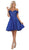 May Queen - MQ1634 Embellished Plunging Off-Shoulder A-line Dress In Blue