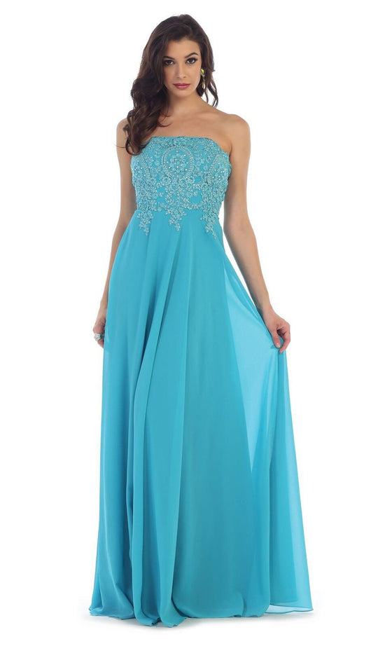 Delicate Lace Strapless Corset Prom Gown