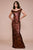 Tadashi Shoji - Scalloped Off Shoulder Long Sequined Gown In Red and Neutral