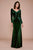 Tadashi Shoji - Wide V Neck Long Sleeve Velvet Evening Dress In Green
