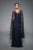 Tadashi Shoji - Embellished V-Neckline with Cape Long Dress In Blue