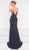 Colors Dress - 1993 Fitted Plunging Trumpet Gown with Slit in Gray