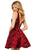 Sherri Hill - 52177 Deep V-neck Short Brocade A-line Dress In Black and Red