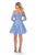 La Femme - 28175 Lace Long Sleeve Off-Shoulder A-line Dress In Blue