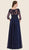 Rina Di Montella - RD2606 Beaded Lace Bateau Chiffon A-line Gown in Blue