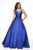 Blush by Alexia Designs - 5704 Sleeveless V-Neck Bow Accent Ballgown In Blue