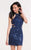 Alyce Paris  - 4464 Sequined Halter Cutout Short Dress in Blue