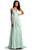 Johnathan Kayne - 8000 Side Ruffled Plunging Ruched Dress In Green