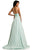 Johnathan Kayne - 8000 Side Ruffled Plunging Ruched Dress In Green