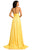 Johnathan Kayne - 8000 Side Ruffled Plunging Ruched Dress In Yellow