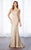 Cameron Blake - 217633 Beaded Bateau Neck Sheath Dress in Neutral