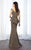 Cameron Blake - 217640 Beaded Wide Scoop Neck Sheath Dress in Brown
