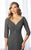 Cameron Blake - 217641 Pleated V-Neck Beaded Drape Chiffon Gown In Gray