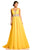 Johnathan Kayne - 8002 Embellished V-neck A-line Dress In Yellow