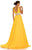 Johnathan Kayne - 8002 Embellished V-neck A-line Dress In Yellow