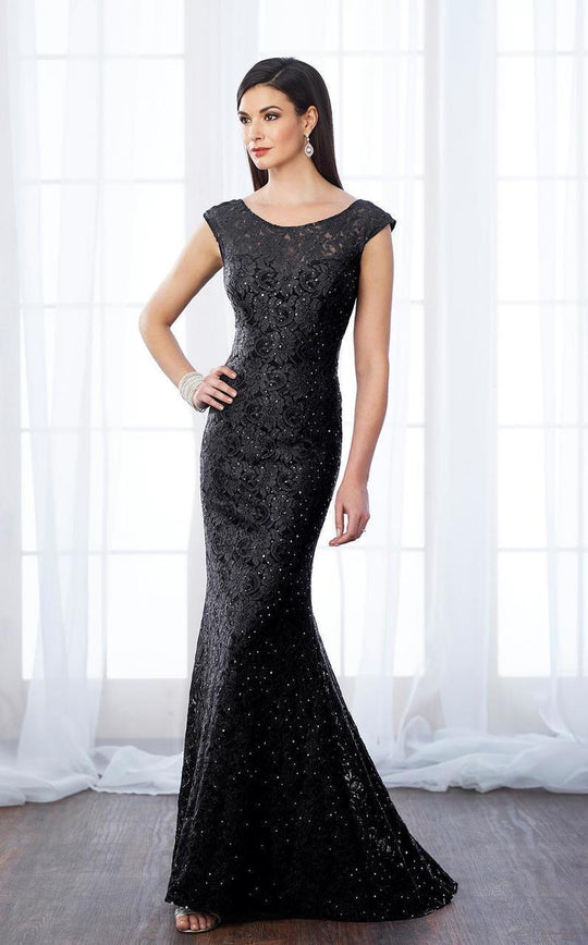 Lace Bateau Neck Mermaid Dress 217644 in Black