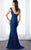 Cameron Blake - 217644 Lace Bateau Neck Mermaid Dress in Blue