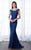 Cameron Blake - 217644 Lace Bateau Neck Mermaid Dress in Blue