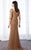 Cameron Blake - 217646W Classy Lace and Mesh Gown in Neutral and Brown