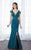 Cameron Blake - 217647 Deep V-Neck Trumpet Dress in Green