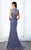 Cameron Blake - 217648 Laced Deep V-Neck Sheath Dress in Purple