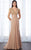 Mon Cheri Laced Deep V-Neck Sheath Dress 217648 - 1 pc Charcoal In Size 16 Available In Champagne