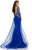 Johnathan Kayne - 8003 Beaded Sheer Long Sleeve Sweetheart Dress In Blue