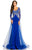 Johnathan Kayne - 8003 Beaded Sheer Long Sleeve Sweetheart Dress In Blue