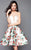 Clarisse - 3302 Floral Plunging Sweetheart Strapless Dress in White and Multi-Color