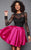 Clarisse - Bedazzled Illusion Bateau A-line Dress 3304 in Black and Pink