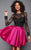 Clarisse - 3304 Bedazzled Illusion Bateau A-line Dress in Black and Pink