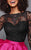 Clarisse - 3304 Bedazzled Illusion Bateau A-line Dress in Black and Pink