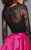 Clarisse - 3304 Bedazzled Illusion Bateau A-line Dress in Black and Pink