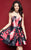 Clarisse - 3312 Strapless Floral Cocktail Dress in Black and Red