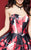 Clarisse - 3312 Strapless Floral Cocktail Dress in Black and Red