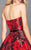 Clarisse - 3313 Sweetheart Floral Satin Cocktail Dress in Red and Black