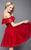 Clarisse - 3314 Off-Shoulder Two-Piece Cocktail Dress in Red