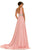 Johnathan Kayne - 8004 Plunging Ruched Silk Chiffon A-Line Gown In Pink