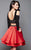 Clarisse - 3326 Long Sleeved Two-Piece Cocktail Dress in Black and Red