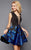 Clarisse - 3328 Strappy Floral Cocktail Dress in Black and Blue
