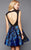 Clarisse - 3328 Strappy Floral Cocktail Dress in Black and Blue