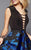 Clarisse - 3328 Strappy Floral Cocktail Dress in Black and Blue