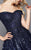 Clarisse - Off-Shoulder Sequined Lace Short Dress 3345 in Blue