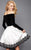 Clarisse - 3346 Contrast Off-Shoulder Velvet Dress In Black and White