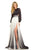 Johnathan Kayne - 8005 Jewel Long Sleeves Chiffon Gown in Gray and White