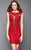 Clarisse - 3356 Lace Jewel Sheath Dress in Red